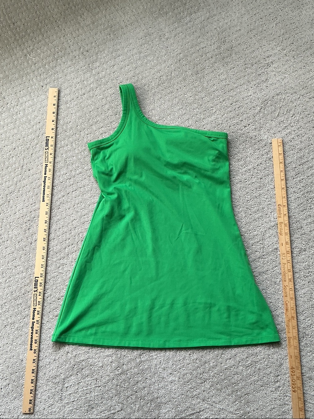 all in motion Bright Green One-Shoulder mini Dress